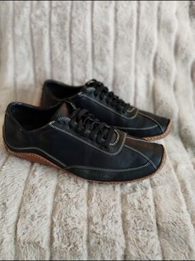 Cole Haan Black Leather Sneakers with Brown Sole